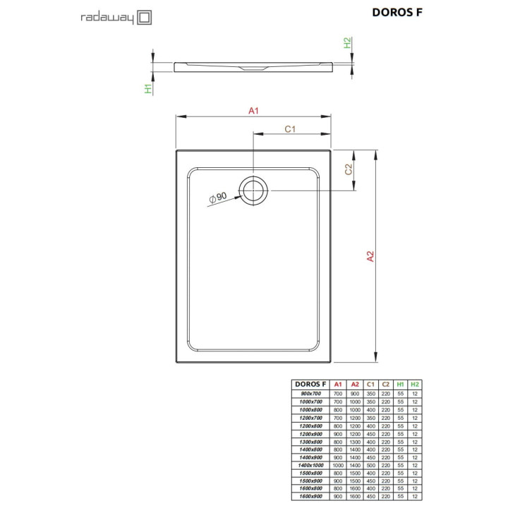 PYTAJ O RABAT ! Brodzik akrylowy Radaway DOROS PLUS D 1200 x 800 prostokątny