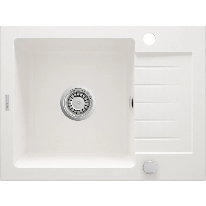 Zlewozmywak stalowy z baterią 1-komorowy z ociekaczem, Deante Legato - Satyna / chrom