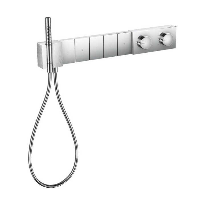 Bateria wannowa wolnostojąca Axor Edge, 2 wyjścia wody, szlif diamentowy, zestaw natryskowy, chrom