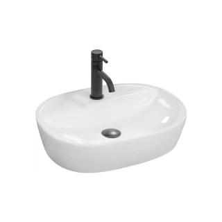 Umywalka Rea Carina, nablatowa 50x38,5x12 cm, z otworem na baterie - biała