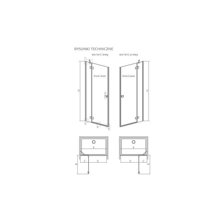 Drzwi kabiny prysznicowej Radaway Essenza 8 KDJ 100, lewe, 1000x2000mmm, szkło przejrzyste, chrom