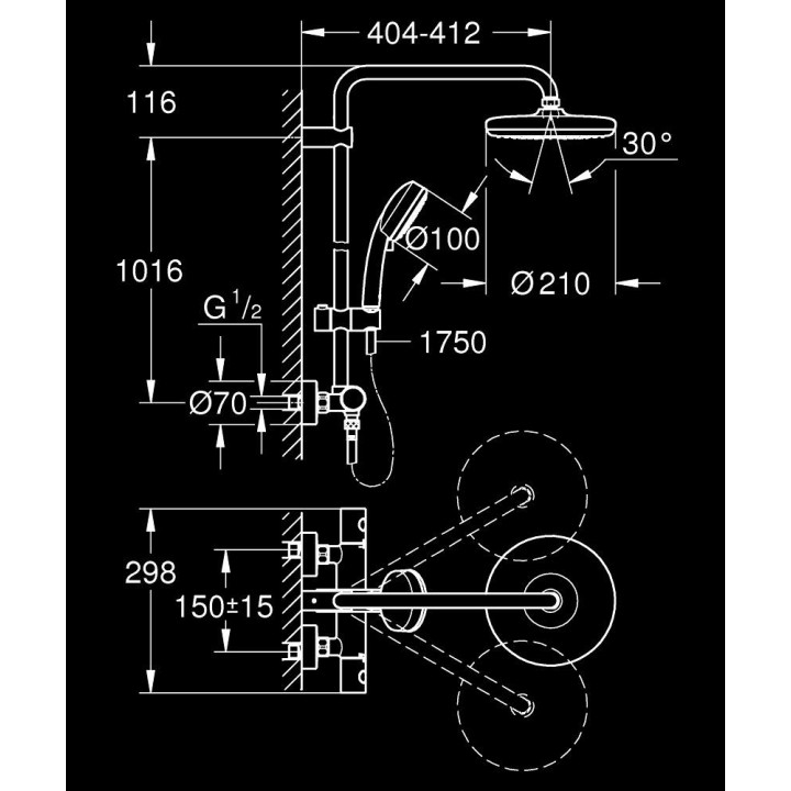 System prysznicowy Grohe Tempesta Cosmopolitan System 250 Cube, natynkowy, bateria jednouchwytowa, 2 wyjścia wody, chrom