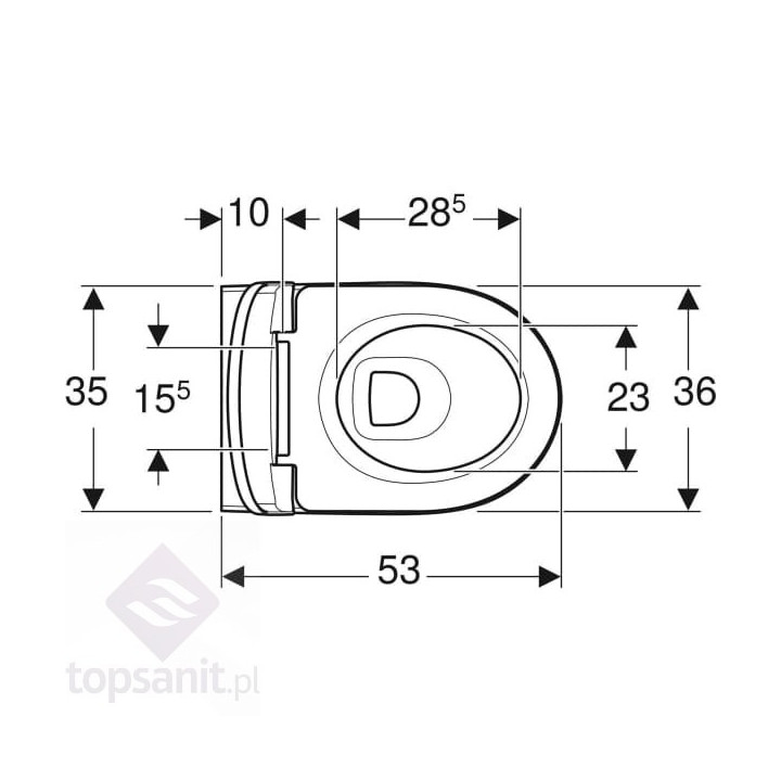 Geberit Selnova Wisząca miska WC, lejowa, 35.8x53cm