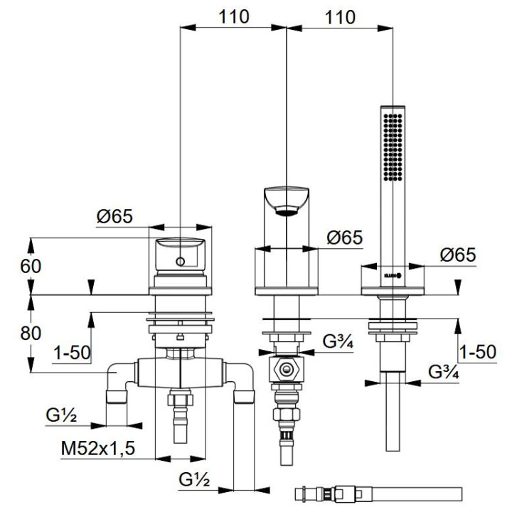 Bateria wannowo-prysznicowa Kludi Ameo jednouchwytowa chrom - sanitbuy.pl