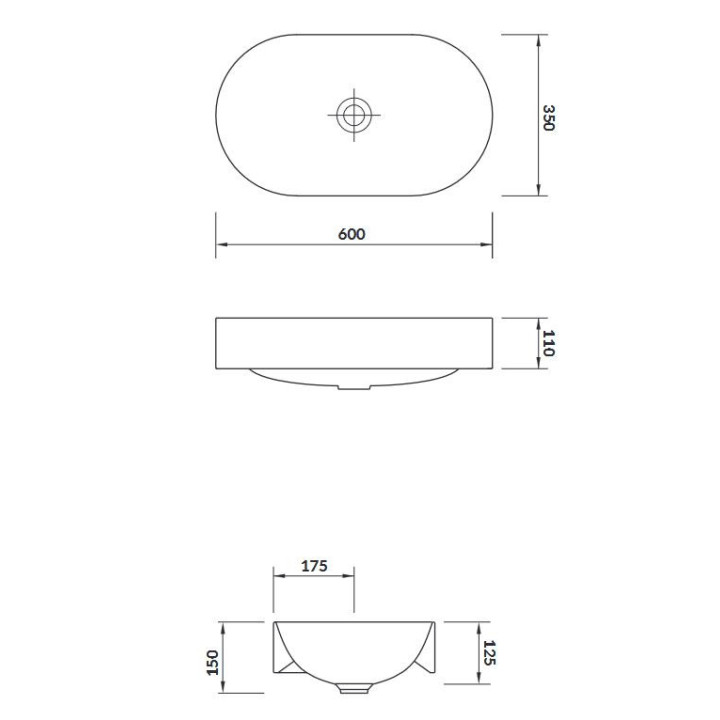 Umywalka 60 cm nablatowa Cersanit Caspia Oval biała 