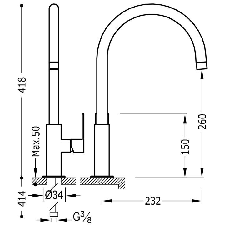 Bateria zlewozmywakowa stojąca Tres Cocina Exclusive, czarny mat- sanitbuy.pl