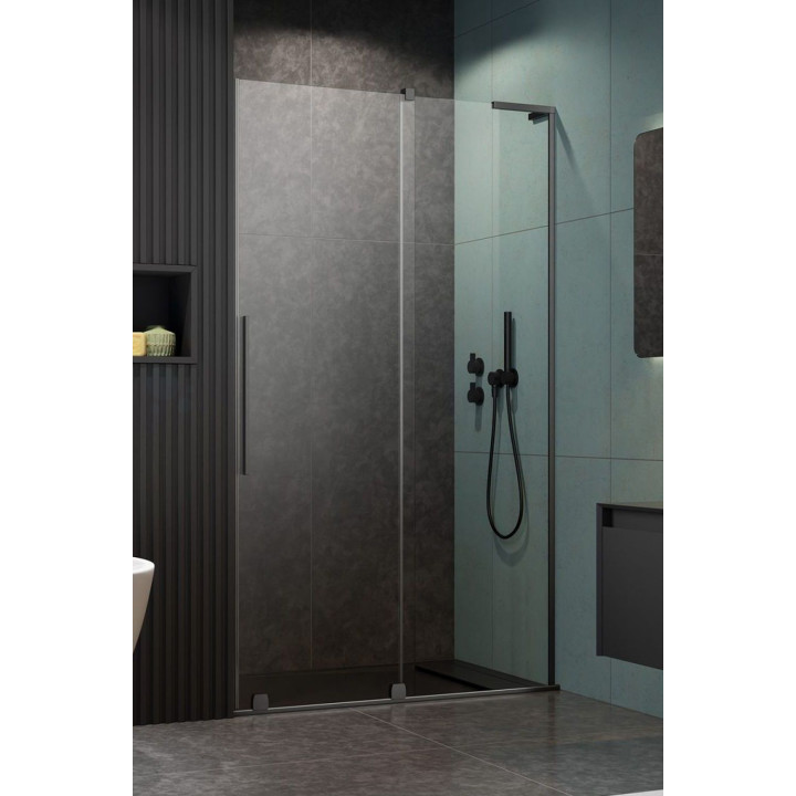 Front kabiny Radaway Furo Gold KDJ 140, wersja prawa, ze ścianką, 140x200cm, drzwi przesuwne, szkło przejrzyste, profil złoty