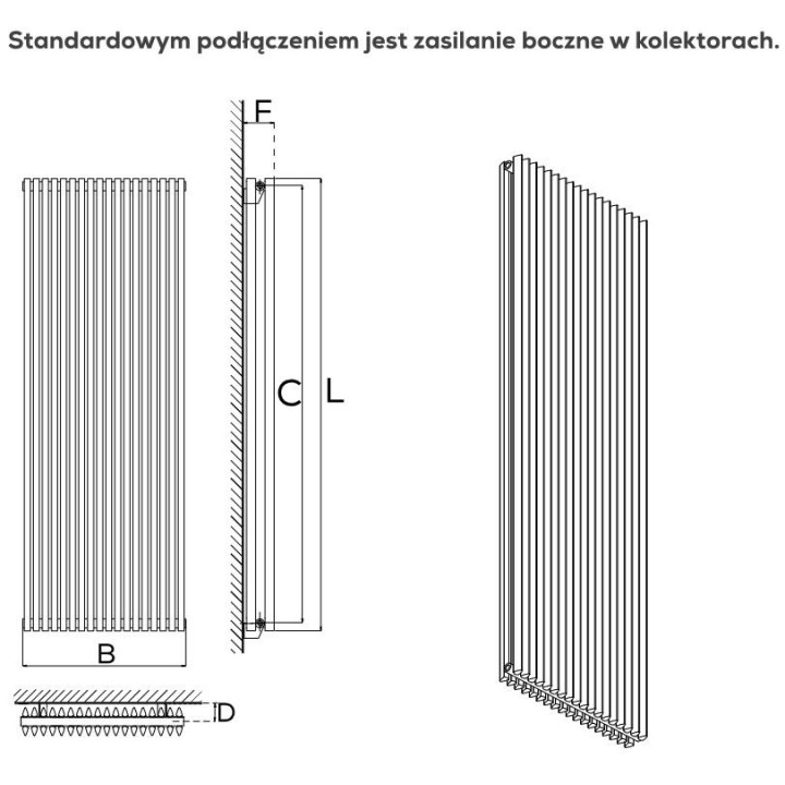 Grzejnik, Komex Rene pojedynczy, 200x64,2 cm - Biały