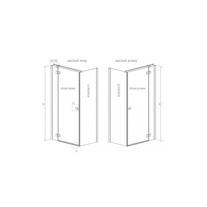 Drzwi prysznicowe Radaway Essenza New Black KDJ 80 cm, lewe, szkło przezroczyste z powłoką Easy Clean, profil czarny mat