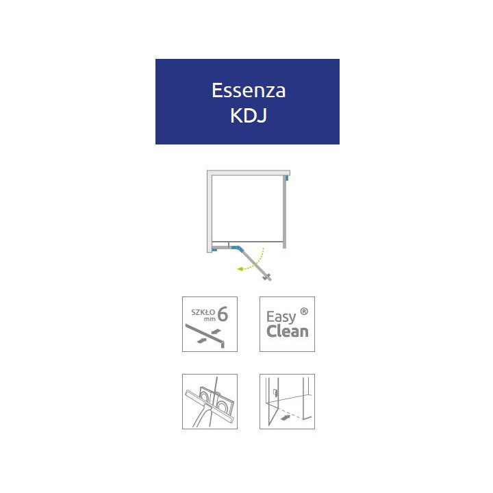 Ścianka boczna S1 70 Radaway Essenza New Black KDJ 66.7-68.2-200cm, profil czarny, szkło przejrzyste