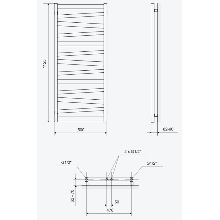 Grzejnik łazienkowy Excellent Italic 95 945x500 - czarny mat