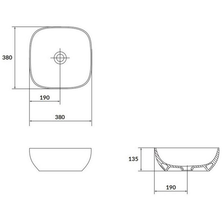 Umywalka nablatowa Cersanit Larga 38x38 cm kwadratowa - niebieski mat
