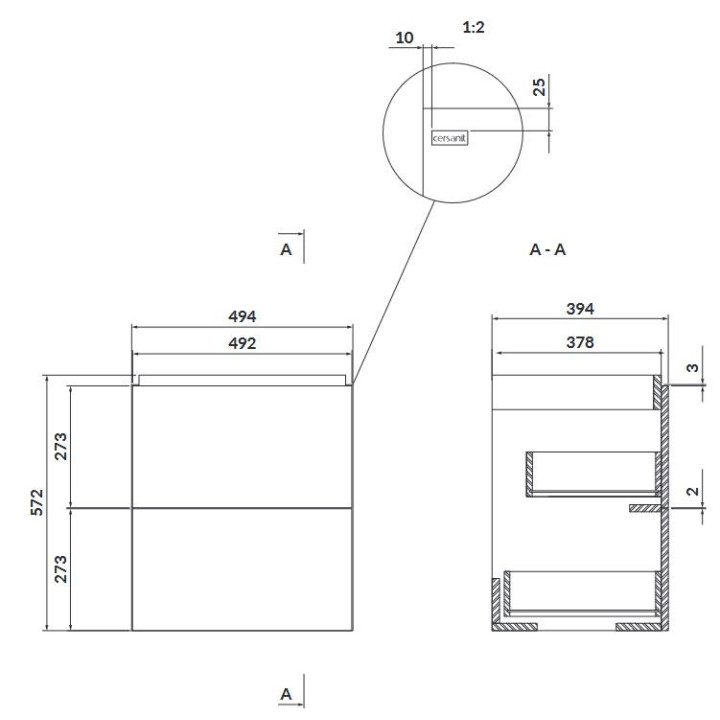 Szafka wisząca z umywalką Cersanit Set B890 Moduo 60, antracytowy