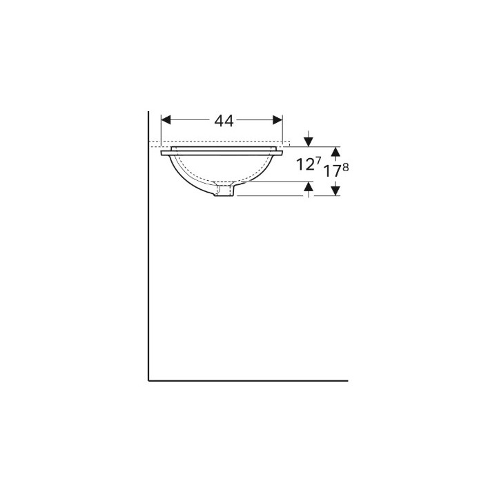 Geberit Variform Umywalka podblatowa, prostokątna, B53cm, H17.8cm, T44cm, z przelewem, bez otworu na baterię