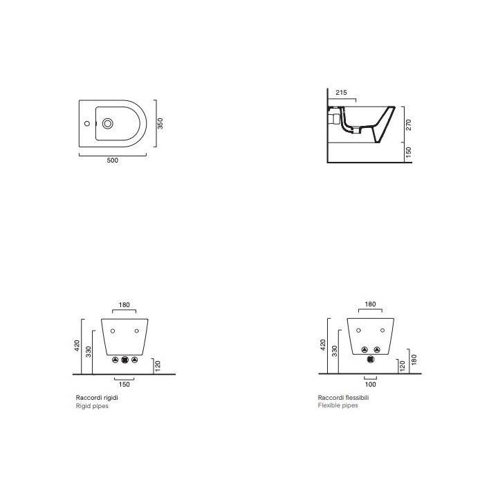 Miska wisząca Catalano Zero NF 46, bez kołnierza, 46x35cm, biała