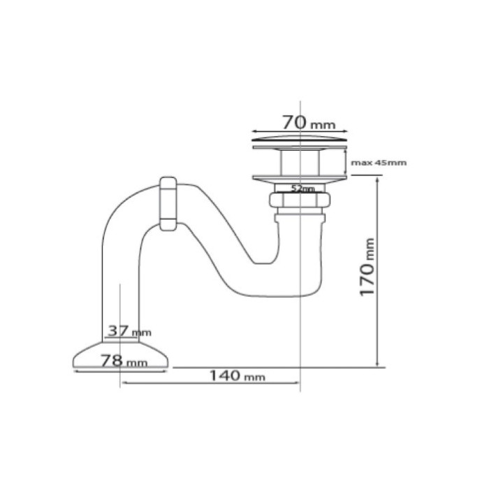 Syfon wannowy Besco Retro Otylia klik-klak z przelewem złoty 