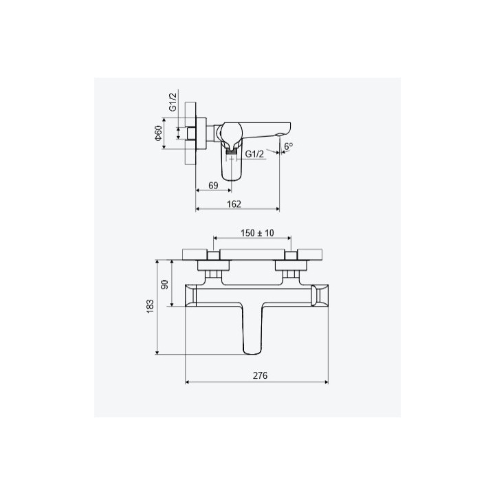 Bateria wannowa ścienna, EXCELLENT CLEVER 2.0 - Chrom
