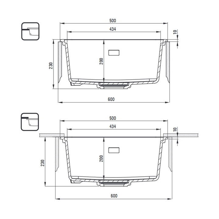 Zlewozmywak granitowy Deante Magnetic, 56x50cm, wpuszczany w blat - czarny