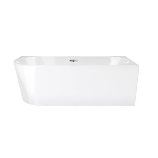 Wanna przyścienna wolnostojąca Corsan Mono 150cm z szeroką krawędzią i wykończeniem czarnym - biała