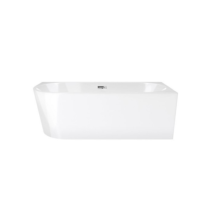 Wanna przyścienna wolnostojąca Corsan Mono 150cm z szeroką krawędzią i wykończeniem czarnym - biała