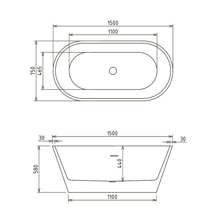 PYTAJ O RABAT ! Wanna wolnostojąca owalna Besco Otylia 160x77cm Retro + nogi złote