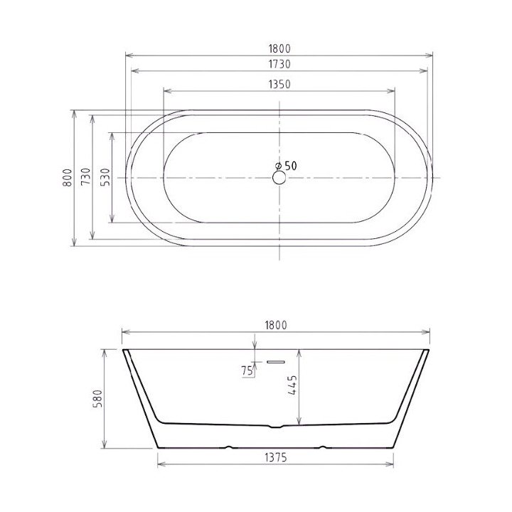 PYTAJ O RABAT ! Wanna wolnostojąca owalna Besco Otylia 160x77cm Retro + nogi złote