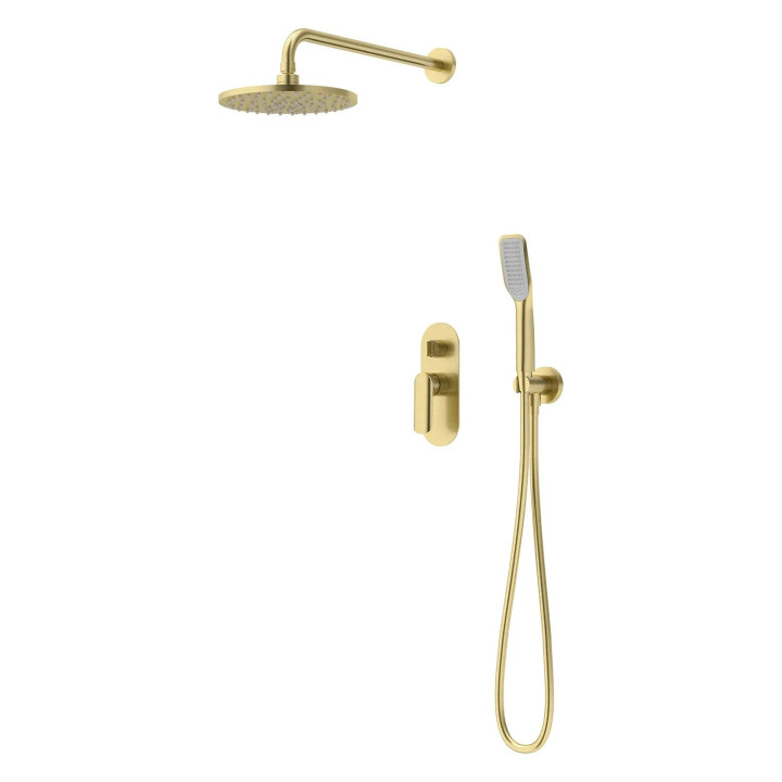 Bateria umywalkowa Vedo Aletta Spazzo ścienna bez korka klik-klak - szczotkowane złoto