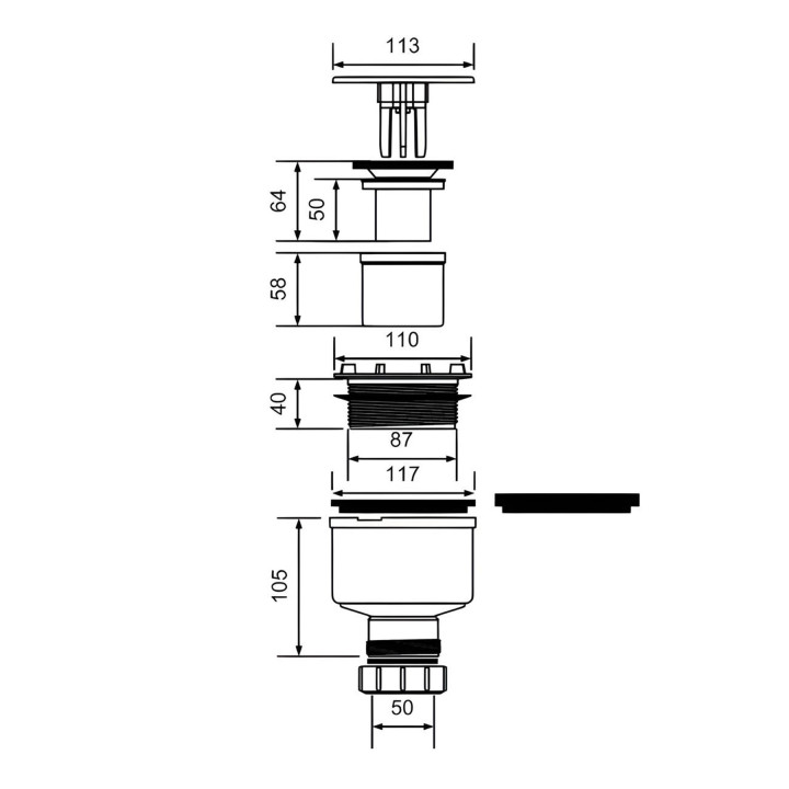 Syfon brodzikowy McAlpine, czyszczenie od góry, klik-klak, biały