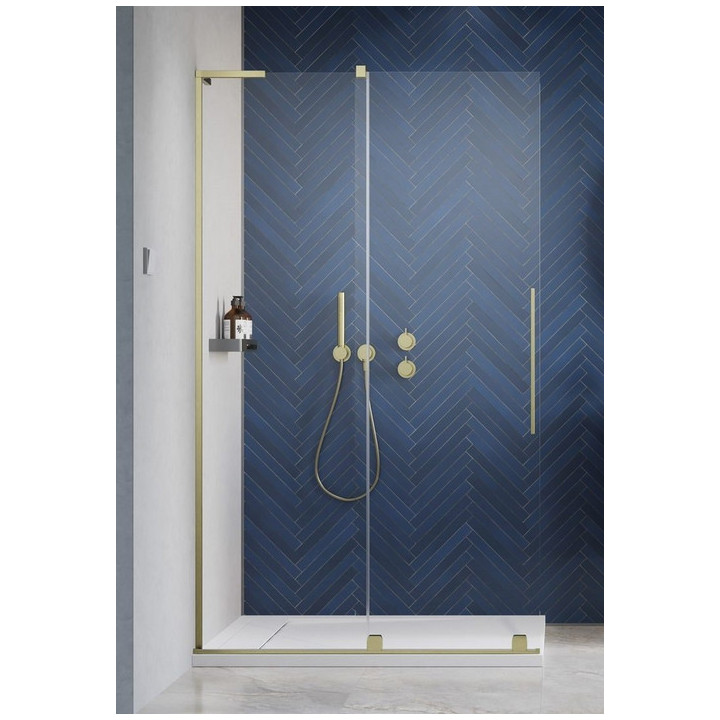 Kabina prysznicowa Radaway Furo-SL Brushed Gold Walk-in 1200x2000 mm, wersja prawa - szkło przejrzyste, profil złoty szczotkowan