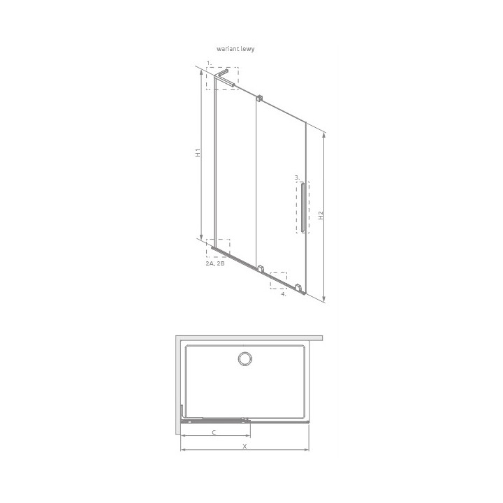 Kabina prysznicowa Radaway Furo-SL Brushed Gold Walk-in 1200x2000 mm, wersja prawa - szkło przejrzyste, profil złoty szczotkowan