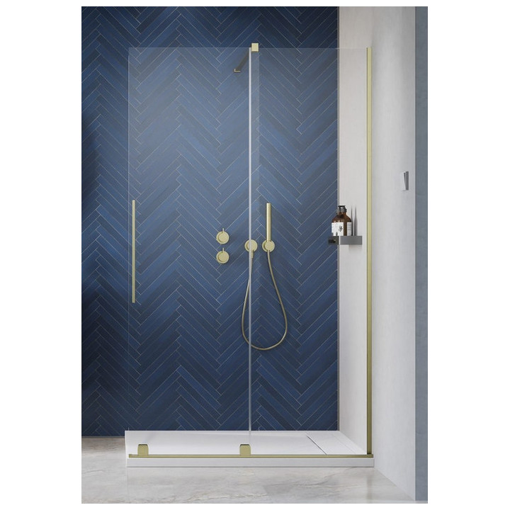 Kabina prysznicowa Radaway Furo-SL Brushed Gold Walk-in 1200x2000 mm, wersja prawa - szkło przejrzyste, profil złoty szczotkowan