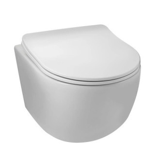 Miska podwieszana WC Balneo Luna Tornado 36,5x48,5 cm, biała bez kołnierza z deską wolnoopadającą z duroplastu