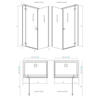 Drzwi kabiny prysznicowej Radaway Essenza 8 KDJ 80, lewe, 800x2000mmm, szkło przejrzyste, chrom