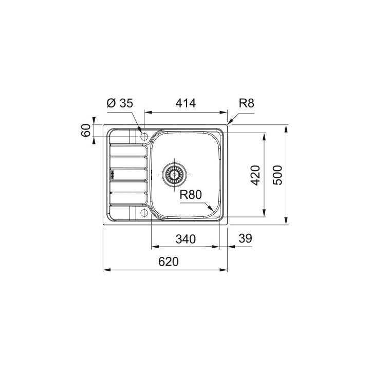 Zlewozmywak Franke Spark SKL 611-63, 63,5x50cm, stal szlachetna len