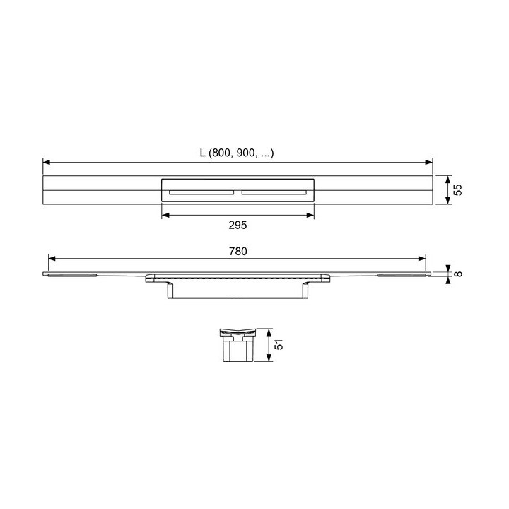 Profil prysznicowy TECEdrainprofile, stal połysk, 1000 mm
