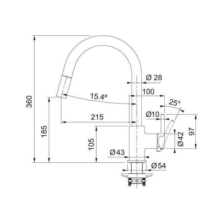 Bateria kuchenna Franke Lina XL , wysokość 350mm, obrotowa wylewka,  kamienny szary