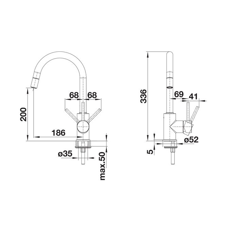 Bateria kuchenna Blanco Blancoculina-S II z wyciąganą wylewką - czarny mat