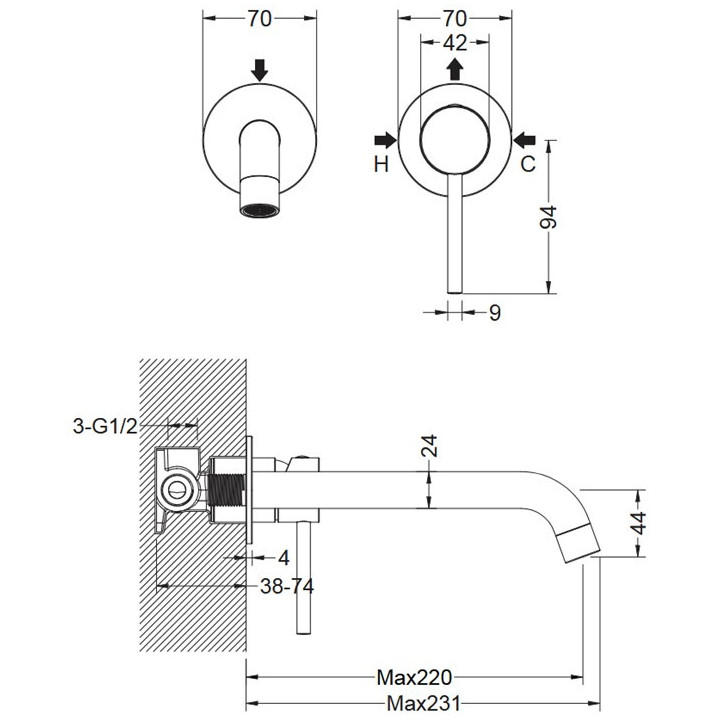 Bateria umywalkowa Blue Water Boston Jednouchwytowa, z korkiem klik-klak - nikiel