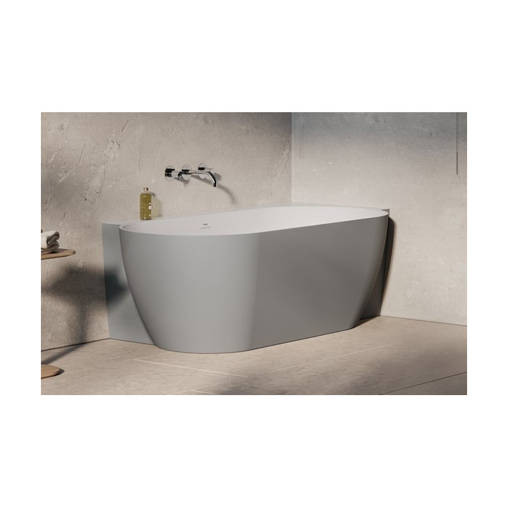 Wanna wolnostojąca Ravak Freedom Corner II Tec 175x86 cm, wariant lewy - Smoke Grey-biała, osłona odpływu biała