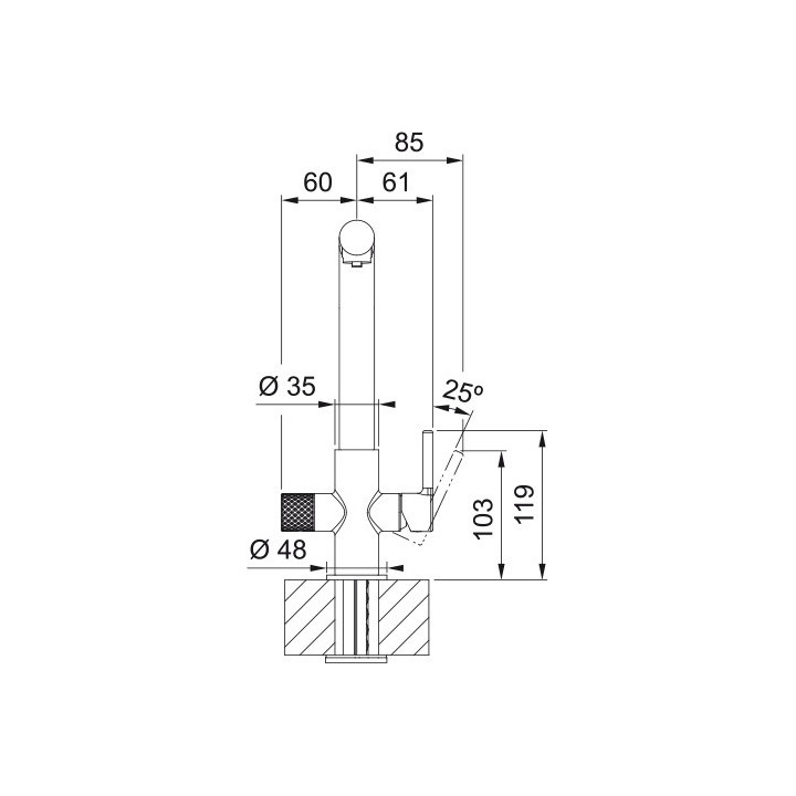 Bateria kuchenna Franke Neptune Evo , wysokość 294mm, obrotowa i wyciągana wylewka, czarny mat