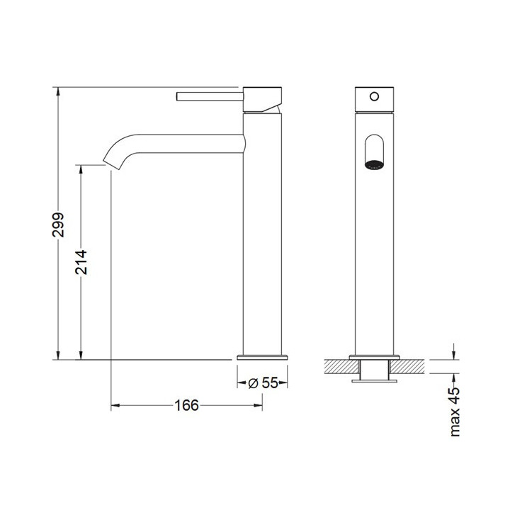 Bateria umywalkowa Blue Water Boston Jednouchwytowa, z korkiem klik-klak - nikiel
