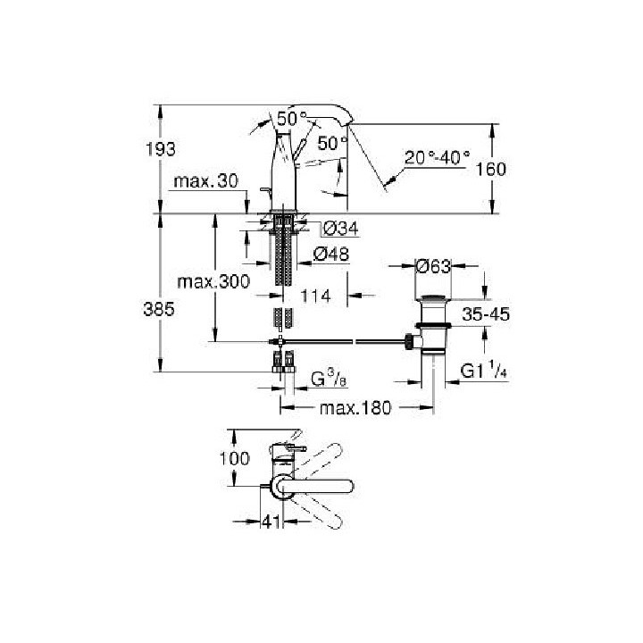 Bateria umywalkowa Grohe Essence stojąca, wys. 193 mm, jednootworowa, brushed warm sunset