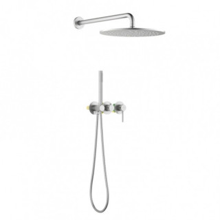 Zestaw prysznicowy Blue Water Boston podtynkowy z deszczownicą okrągłą 25 cm i prysznicem - nikiel