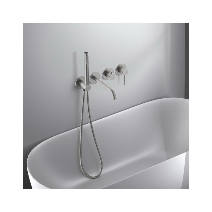 Zestaw prysznicowy Blue Water Boston podtynkowy z deszczownicą okrągłą 25 cm i prysznicem - nikiel