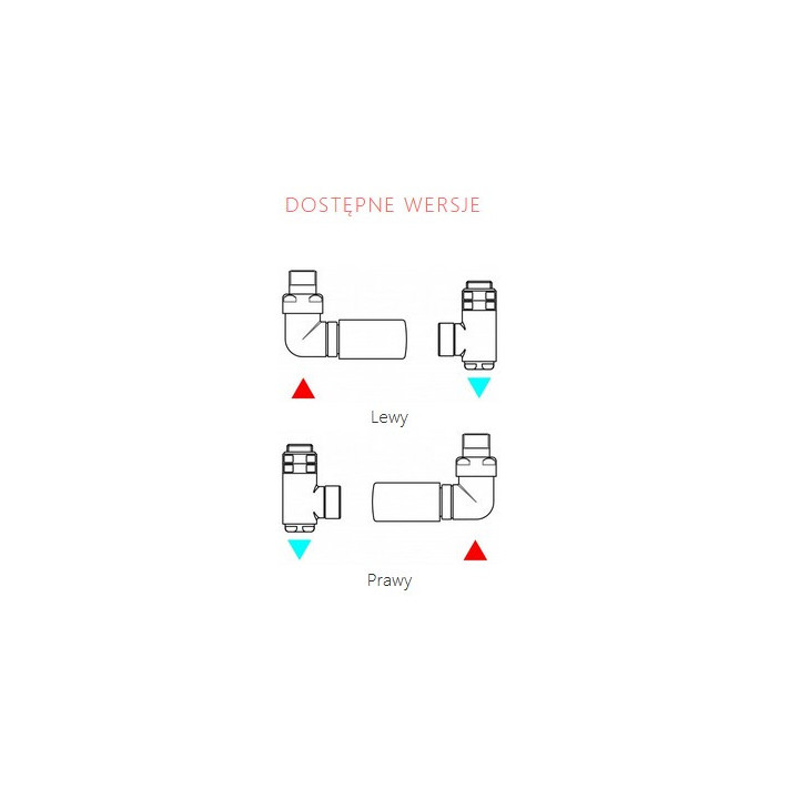 Zestaw Terma trójosiowy termostatyczny Integra Al In One, z możliwością montażu grzałki, wersja lewa - biały soft