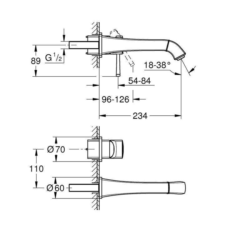 Bateria  umywalkowa Grohe Grandera 3 - otworowa