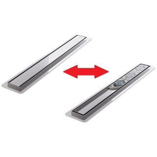 Odpływ liniowy, pełny zestaw,  Wiper New Premium, 600mm, wzór Ponente, wykończenie szlif