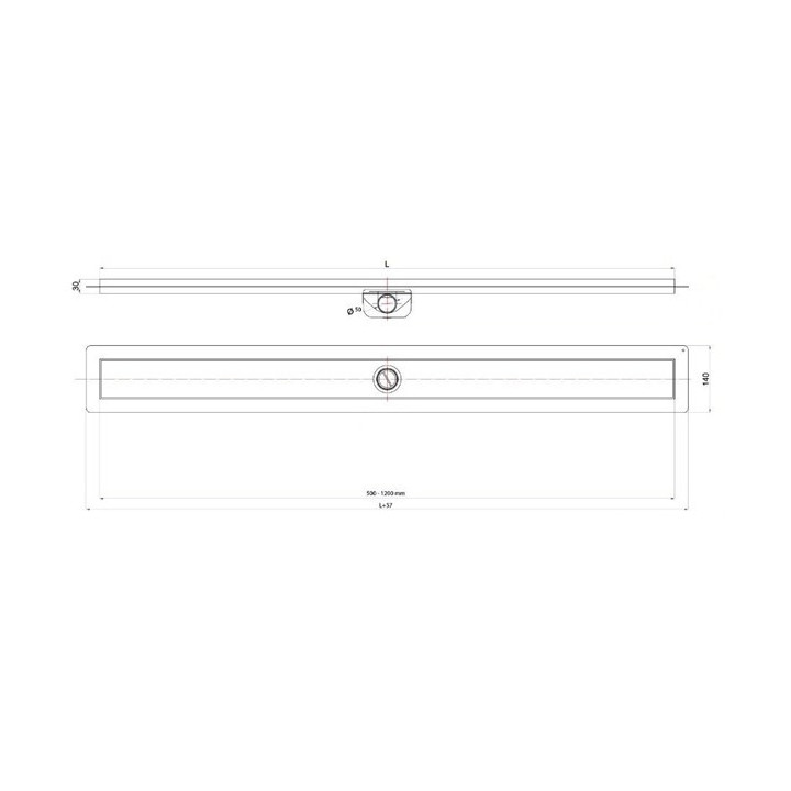 Odpływ liniowy, pełny zestaw,  Wiper New Premium, 600mm, wzór Ponente, wykończenie szlif