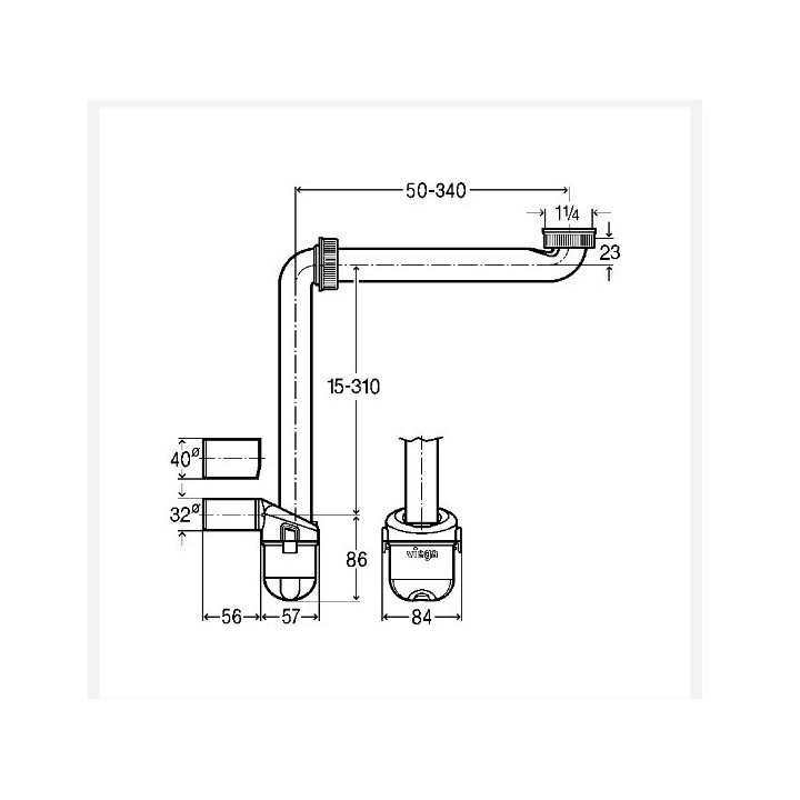Umywalkowy syfon butelkowy Viega, tworzywo sztuczne, wzór 5726PL