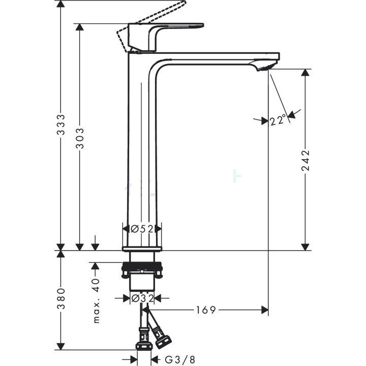 Jednouchwytowa bateria umywalkowa 80 z kompletem odpływowym z cięgłem, Hansgrohe Rebris S - Chrom 